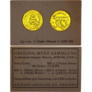 Syria 2 Piastres 1924 German Collector's Coin Card