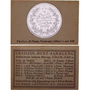 Egypt 25 Piastres 1913 AH 1327//6 German Collector's Coin Card