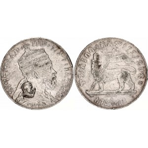 Ethiopia 1 Birr 1897 EE 1889 A with Countermark Vittorio Emanuele III Rare