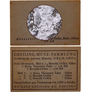 Ethiopia 1/2 Birr 1889 EE 1897 German Collector's Coin Card