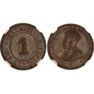 Mauritius 1 Cent 1911 NGC MS 64 BN