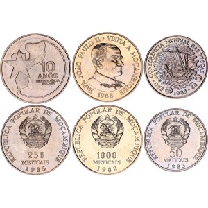Mozambique 50 - 250 - 10000 Meticais 1983 - 1988