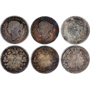 Canada 3 x 5 Cents 1896 -1901
