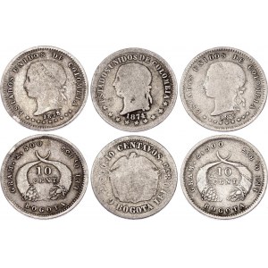 Colombia 3 x 10 Centavos 1874 - 1878