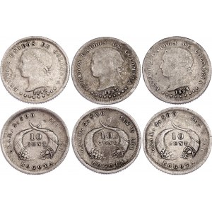 Colombia 3 x 10 Centavos 1882 - 1884