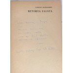 BŁAŻEJEWSKI- RETORTA FAUSTA 1st ed. Dedication by the Author to Wanda Karczewska.