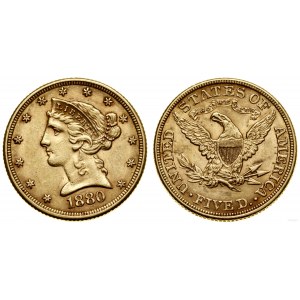 Stany Zjednoczone Ameryki (USA), 5 dolarów, 1880, Filadelfia