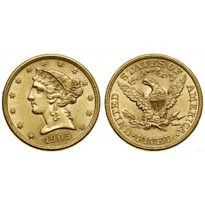 Stany Zjednoczone Ameryki (USA), 5 dolarów, 1905, Filadelfia