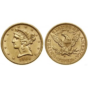 Stany Zjednoczone Ameryki (USA), 5 dolarów, 1906 S, San Francisco