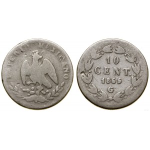 Mexico, 10 centavo, 1865 G, Guanajuanto