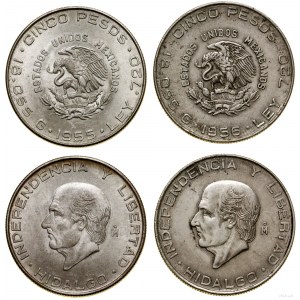 Meksyk, zestaw 2 x 5 peso, 1955, 1956, Meksyk