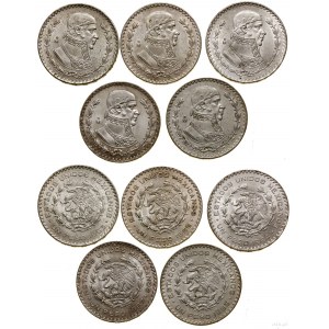 Mexico, Lot 5 x 1 peso, 1963, 1964, 1965, 1966, 1967, Mexico