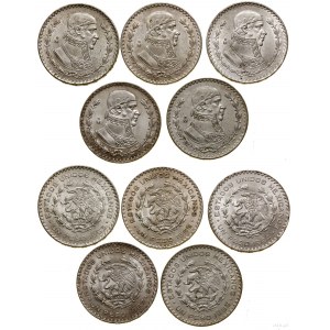 Meksyk, lot 5 x 1 peso, 1963, 1964, 1965, 1966, 1967, Meksyk