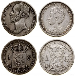 Niderlandy, zestaw: 2 x 1 gulden, 1845, 1914, Utrecht