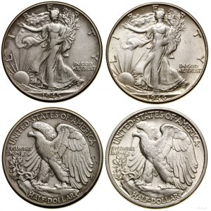 United States of America (USA), set: 2 x 1/2 dollars, 1945 and 1946 S, Philadelphia and San Francisco