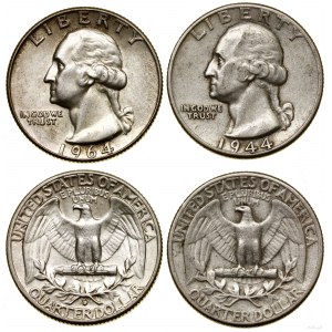 Stany Zjednoczone Ameryki (USA), zestaw: 2 x 25 centów, 1944 i 1964 D, Filadelfia i Denver