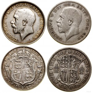 Wielka Brytania, zestaw: 2 x 1/2 korony, 1914 i 1929, Londyn