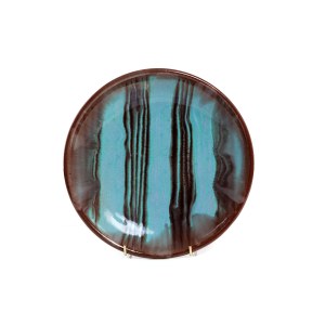 Ozdobný talíř se skvrnitou glazurou - družstvo Kamionka v Lysé Hoře