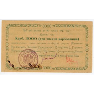 Russia - Ukraine Kiev People's Cooperative Bank 3000 Karbovantsev 1920