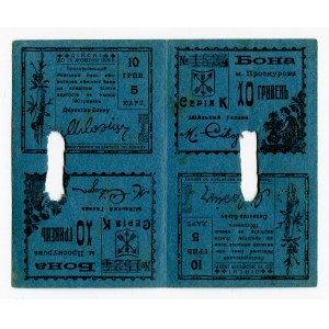 Russia - Ukraine Proskuriv City Government 4 x 10 Hryven 1919 Uncutted Sheet of Notes