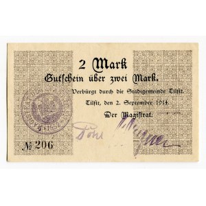 Germany - Empire East Prussia Magistrat of Tilsit 2 Mark 1914