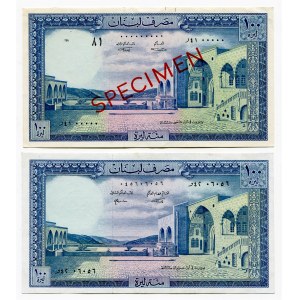 Lebanon 2 x 100 Livres 1964 Specimen & Common