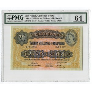 East Africa 20 Schillings = 1 Pound 1955 PMG 64