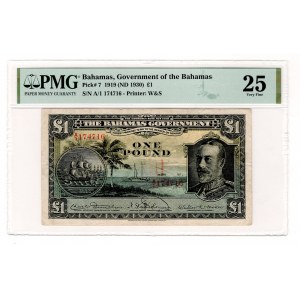 Bahamas 1 Pound 1919 (1930) (ND) PMG 25