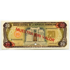 Dominican Republic 20 Pesos 1985 Specimen