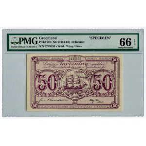 Greenland 50 Kroner 1953 - 1967 (ND) Specimen PMG 66 EPQ