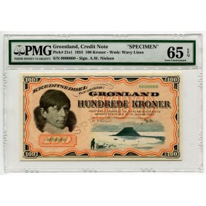 Greenland 100 Kroner 1953 Specimen PMG 65 EPQ