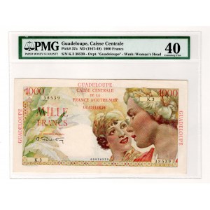 Guadeloupe 1000 Francs 1947 - 1949 (ND) PMG 40