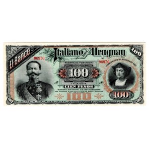 Uruguay Banco Italiano del Uruguay 100 Pesos 1887