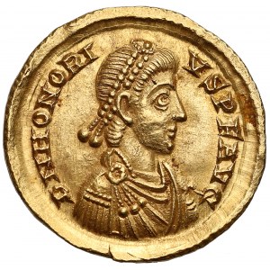 Honorius as Western Roman Emperor (AD 395-423), AV Solidus, Milan (Mediolanum) mint, AD 395-402