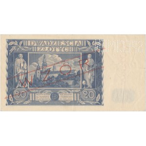 WZÓR 20 złotych 1936 - AH - perforacja 