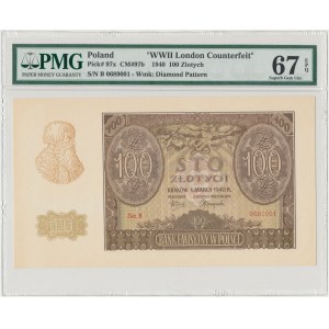 100 złotych 1940 - Ser.B - Falsyfikat ZWZ - PMG 67 EPQ