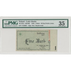 Getto 1 marka 1940 - bez serii, numeracja 7-cyfrowa - PMG 35