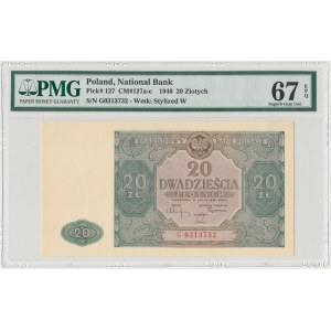 20 złotych 1946 - G - duża litera - PMG 67 EPQ