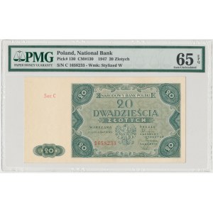 20 złotych 1947 - Ser.C - PMG 65 EPQ