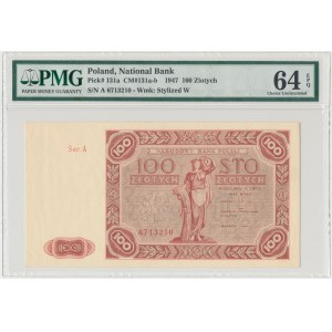 100 złotych 1947 - Ser.A - duża litera - PMG 64 EPQ