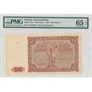 100 złotych 1947 - Ser.G - mała litera - PMG 65 EPQ