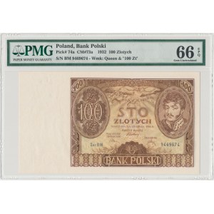 100 złotych 1934 - Ser.BM. - +x+ w znaku wodnym - PMG 66 EPQ