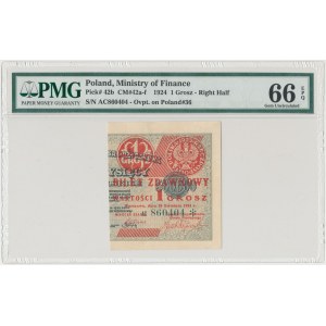 1 grosz 1924 - AC* - prawa połowa - PMG 66 EPQ