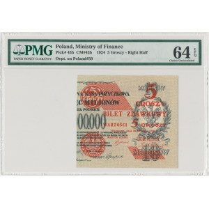 5 groszy 1924 - prawa połowa - PMG 64 EPQ