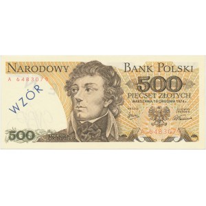 500 złotych 1974 - A - WZÓR / SPECIMEN - numeracja bieżąca - bez numeru wzoru