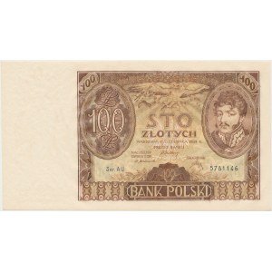 100 złotych 1932 - Ser. AU. - dwie kreski w znaku wodnym