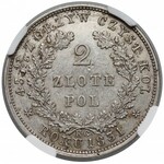 Powstanie Listopadowe, 2 złote 1831 KG - Ł bez belki - NGC AU53