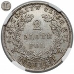 Powstanie Listopadowe, 2 złote 1831 KG - Ł bez belki - NGC AU53