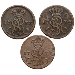 Poniatowski, Grosze 1772, 1773, 1777, zestaw (3szt)