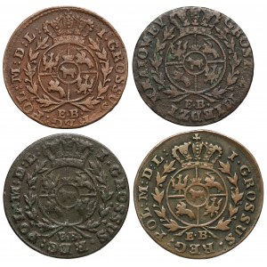 Poniatowski, Grosze 1785-1788 w tym z MIEDZI..., zestaw (4szt)